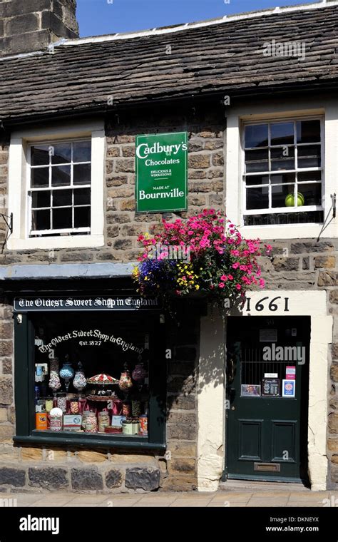 the oldest 1827 sweet shop in the world pateley bridge high street yorkshire england stock
