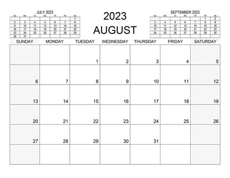 Printable August 2023 Calendar 4 Free Download And Print For You