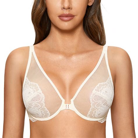 dobreva women s lace front closure bras plunge see through minimizer underwire ebay