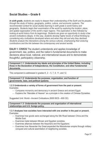 6th Grade Social Studies Standards