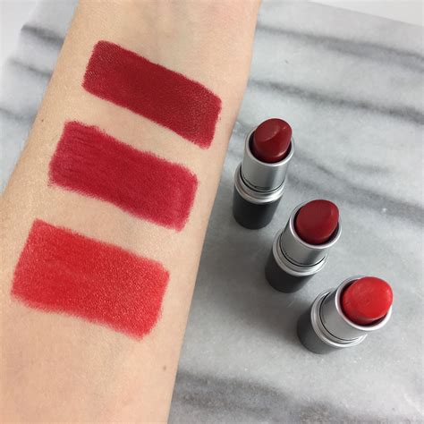 Mac Russian Red Ruby Woo And Lady Danger Lipstick Swatches Lipstick
