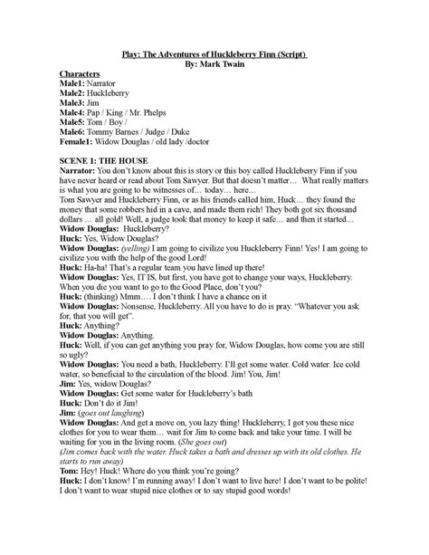 Calaméo Play Script The Adventures Of Huckleberry Finn