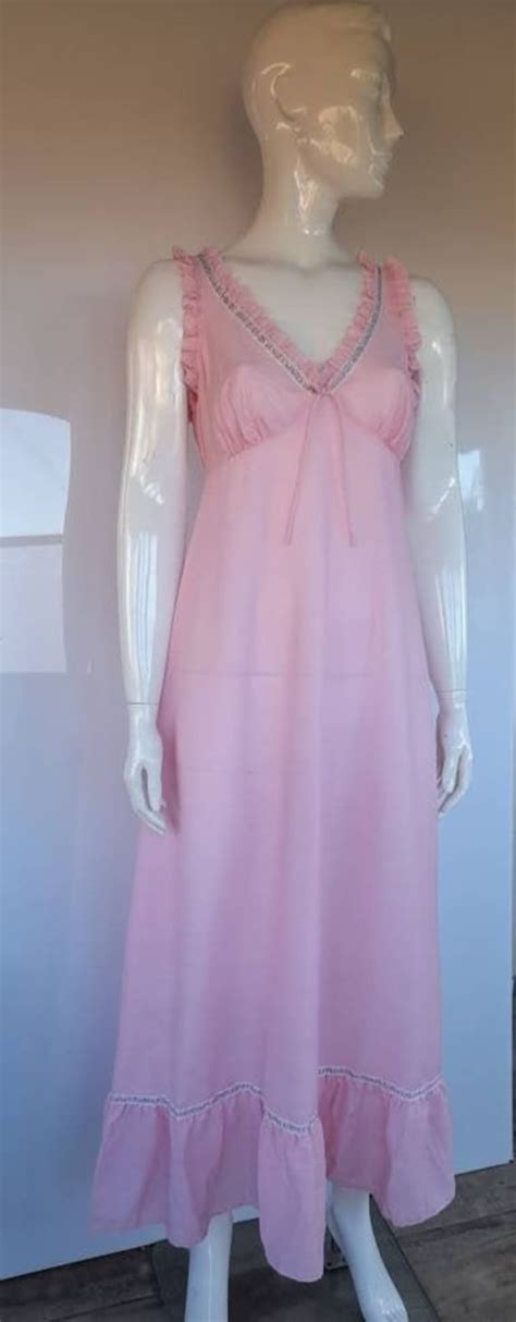 60s Pale Baby Pink St Michael Maxi Or Nightie Dress Uk 8 10 Etsy