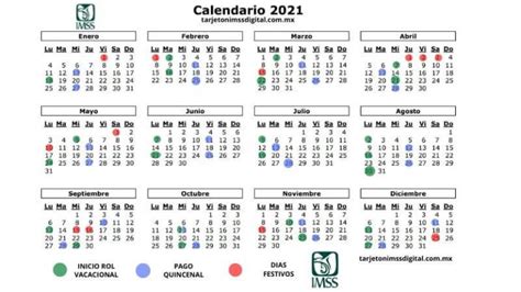Calendario Imss 2021 Dias De Pago Activos 🔥💰🗓️
