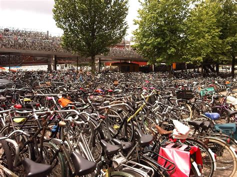 Bicycle Parking Lot At Amsterdam Railway Station Bicycle Parking