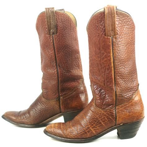 Frye Full Bullhide Cowboy Western Boots Vintage Us Made 25 Heels Men