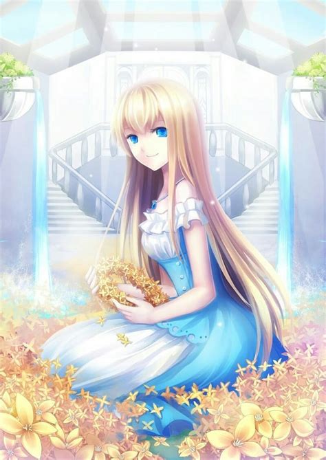 Anime Girl With Blue Hair And Gold Eyes Anime Girl
