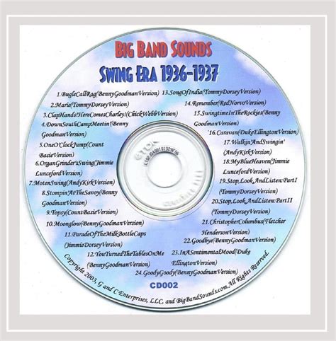 Big Band Sounds Swing Era 1936 1937 Cd002 Music