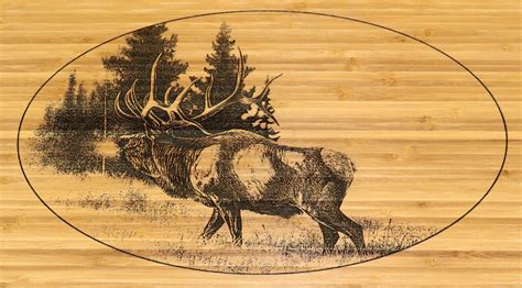 Custom Laser Engraved Bugling Bull Elk Bamboo Cutting Board Etsy