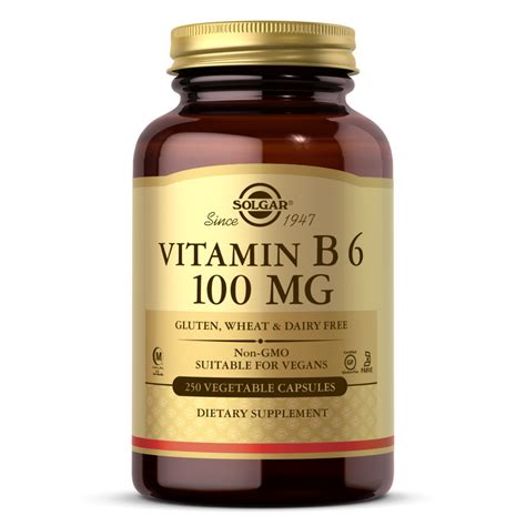 Solgar Vitamin B6 100 Mg Vegetable Capsules 250 Cap M And M Vitamins