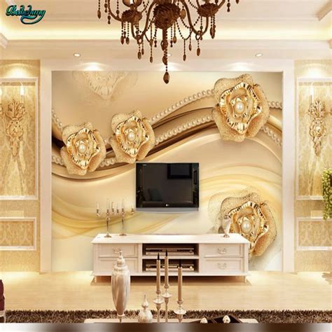 Beibehang Large Custom Wallpaper High End Gold Rose 3d Stereo Jewelry