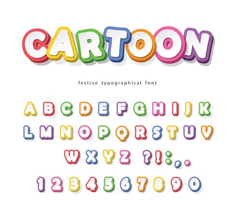 Premium Vector Cartoon Bright Font For Kids Paper Cut Out Colorful