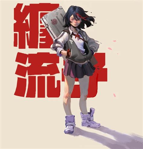 Kill La Kill Anime Girls Short Hair School Uniform Black Hair