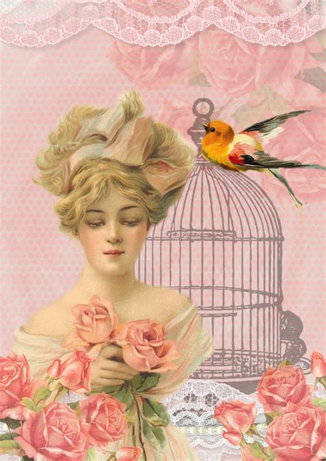 Lady Vintage Birdcage Collage Free Stock Photo Public Domain Pictures