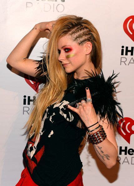 Avril Lavigne Straight Golden Blonde Cornrows Mini Braids Side Part Two