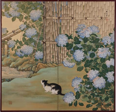 19th Century Japanese Rimpa Screen Pair Chrysanthemum Dew From The