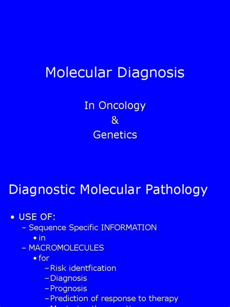 Molecular Diagnosis In Oncology And Genetics Pdf Cytogenetics Nucleic Acids
