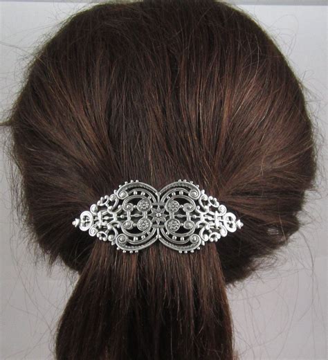 Victorian Filigree French Barrette 80mm Thick Hair Etsy Hair