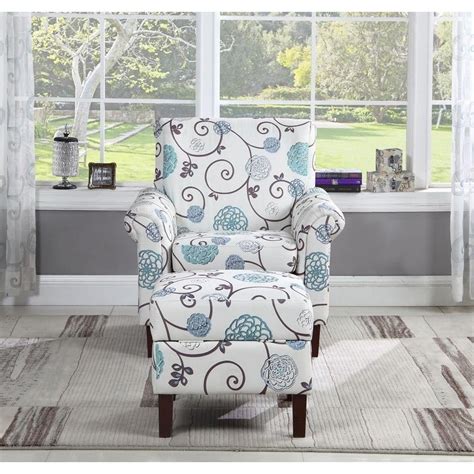 Floral Print Accent Chair With Ottoman Multi 735201552484 Ebay
