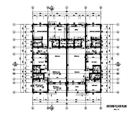 18x18m Residential Building Plan Is Given In This Autocad Drawing Model
