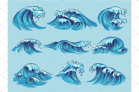 Hand Drawn Ocean Waves Sketch Sea Ocean Wave Drawing Waves Sketch