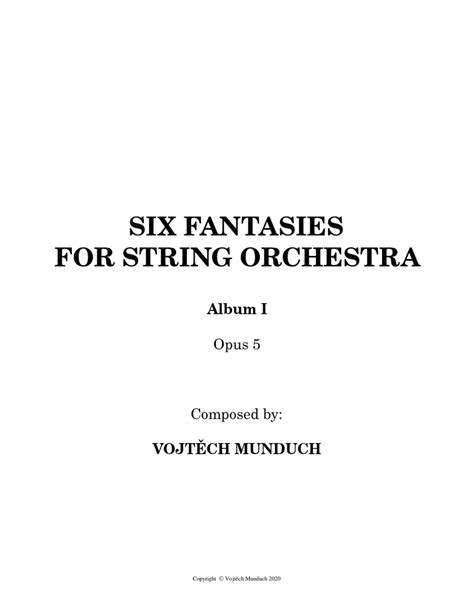 Six Fantasies For String Orchestra VojtĚch Munduch Sheet Music For Contrabass Violin Viola