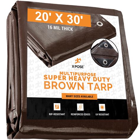 20 X 30 Super Heavy Duty 16 Mil Brown Poly Tarp Cover Thick