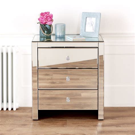 Wide Bedside Table With 3 Drawers All Home Living