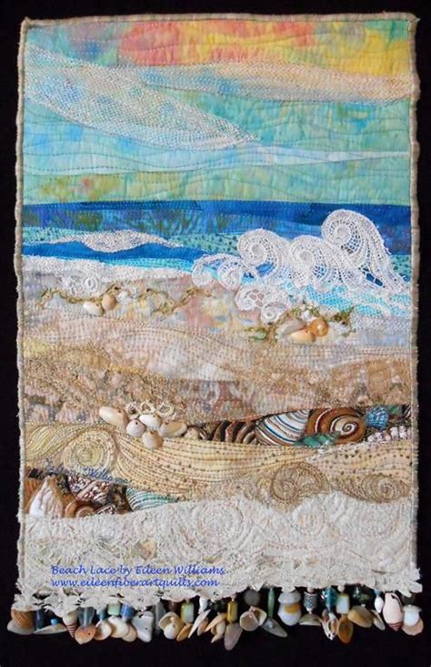 Beach Lace Fiber Art Quilt Made Using Some Antique Lace By Eileen