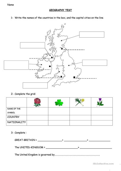 Geography The British Isles The Uk Capitals And Symbols English