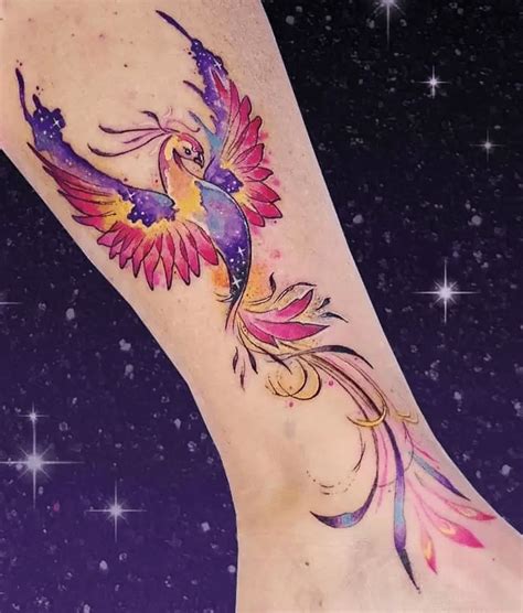 Watercolor Phoenix Sleeve Tattoo Tattoogoto