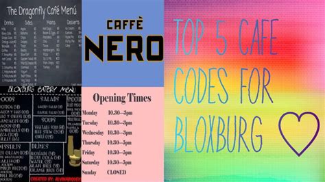 Top 5 Cafe Codes 2018 Roblox Youtube