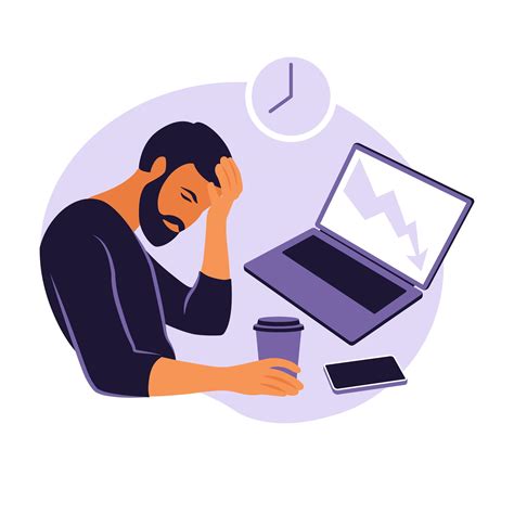 Professional Burnout Syndrome Illustration Tired Office Worker Sitting