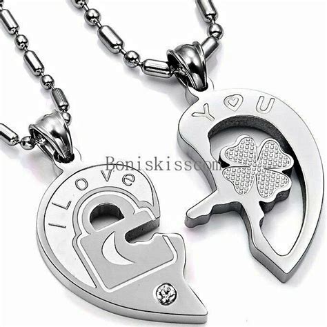 Silver His And Hers Stainless Steel I Love You Heart Lock And Key Couple