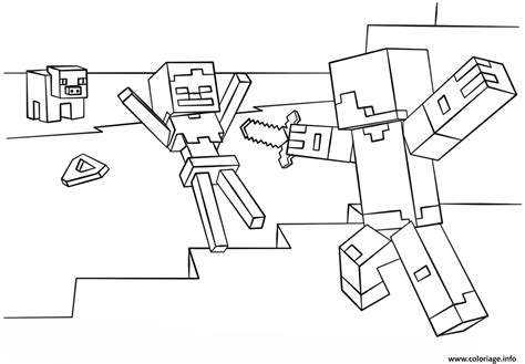 Coloriage Minecraft Steve Vs Skeleton Dessin Minecraft à Imprimer