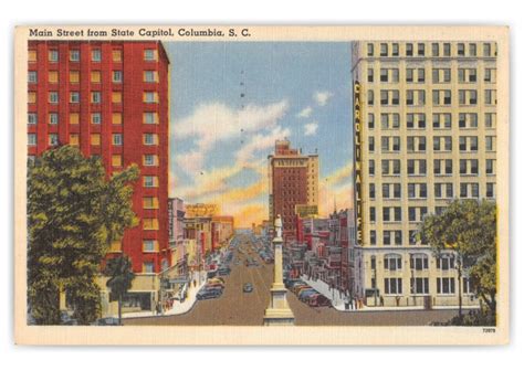 Columbia South Carolina Main Street From Capitol Vintage And Antique