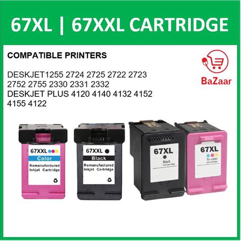 Compatible Hp 67xl 67xxl 67 Xl Black Color Ink Cartridge Printer Black