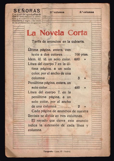 El Allegretto De La Sinfonia Vii La Novela Corta Nº 11 1916 De Noel