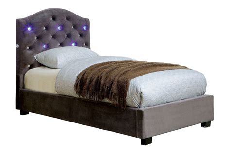 This platform bed is available in seven different colors as well as in either queen or king size. Roxcy LED Tufted Touch Light Twin Platform Bed in Grey