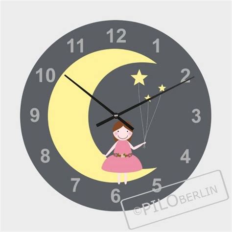 Ziffernblatt kann mit eigenem bild / foto verwendet werden. Wanduhr für Kinder "Mond Mädchen" | Wanduhren, Uhren, Kinder