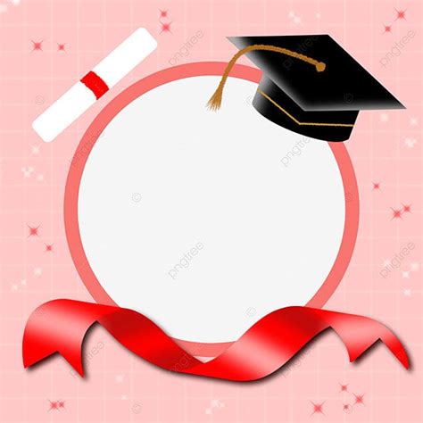 A Graduation Cap And Diploma On Top Of A Red Ribbon With Stars In The