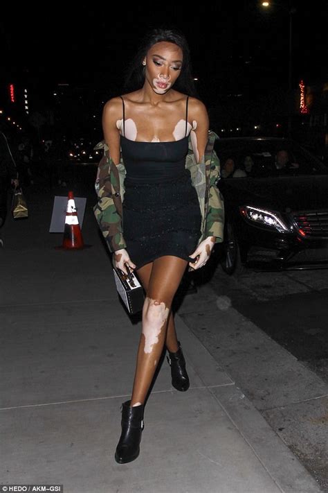Winnie Harlow Looks Leggy In Minidress And Camouflage Daily Mail Online