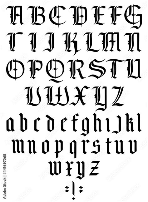 Plakat W Ramie Gothic Alphabet Medieval Gothic Font With Capitals And