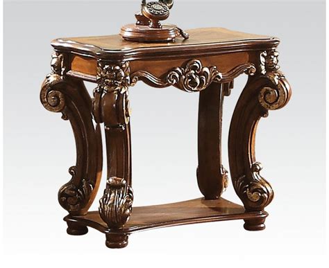 Vendome Traditional Ornate Small Side Table With Wood Top