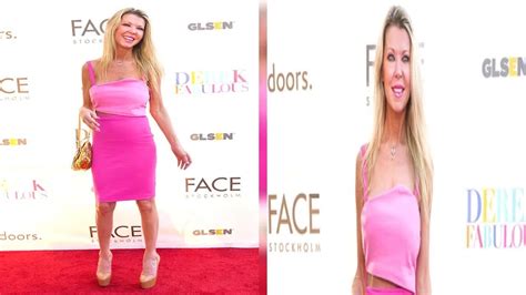 tara reid 46 makes rare appearance and is pretty in pink in halter and mini new pics youtube