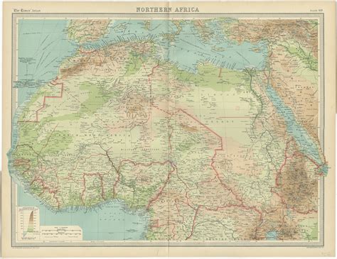 Antique Map Of Northern Africa By Bartholomew 1922