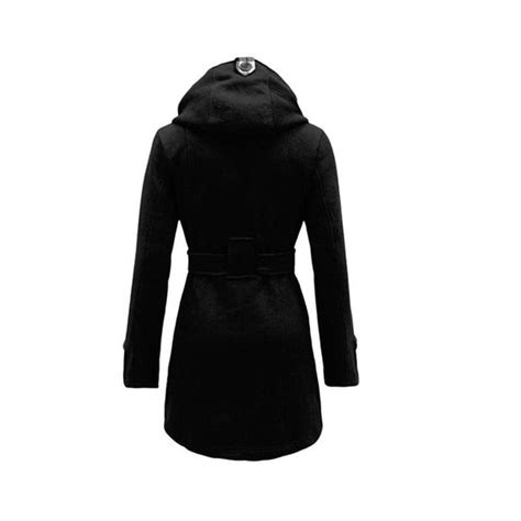 Amazing Double Breasted Hooded Coat Wool And Blends