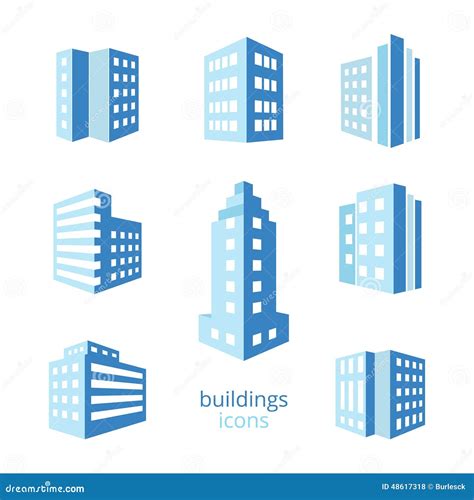 Vector Buildings Icons Stock Vector Illustration Of Building 48617318
