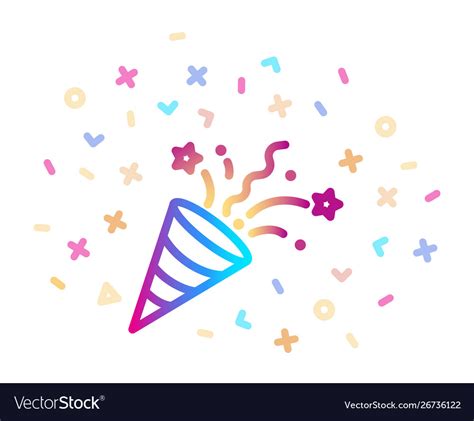 Confetti Party Popper Linear Colorful Icon Vector Image