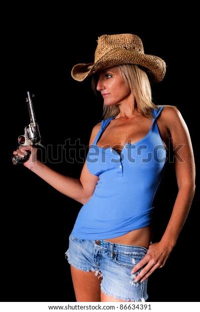 Sexy Cowgirl Cowboy Revolver Stock Photo Edit Now Hot Sex Picture